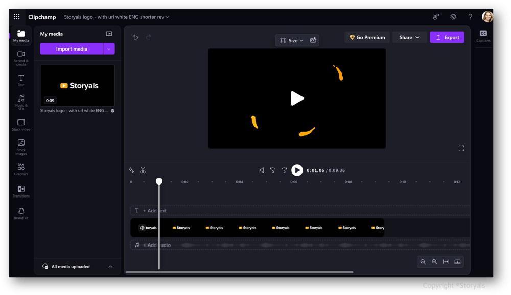 Clipchamp editing copyright