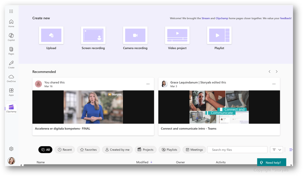 Clipchamp page copyright (Large)