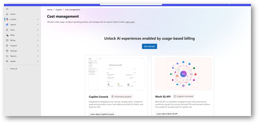 Copilot cost management dashboard shadow