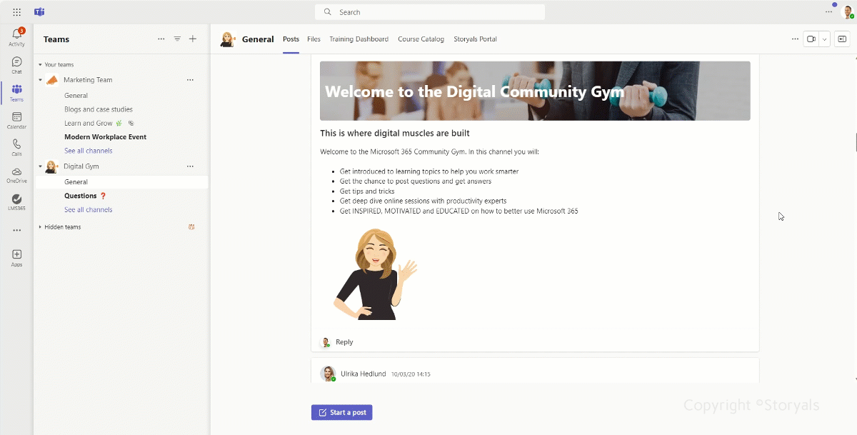Storyals Digital Gym in Teams