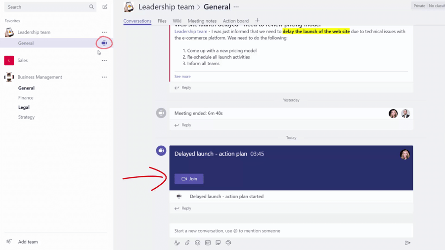 Ongoing meeting in Teams Screenshot of meeting published in a Teams channel | © Storyals