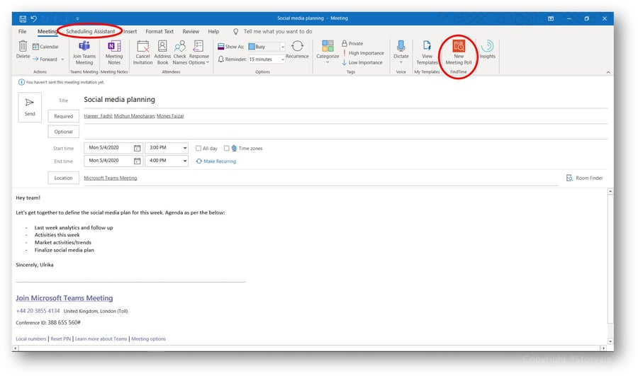 Meeting Poll in Outlook | © Storyals