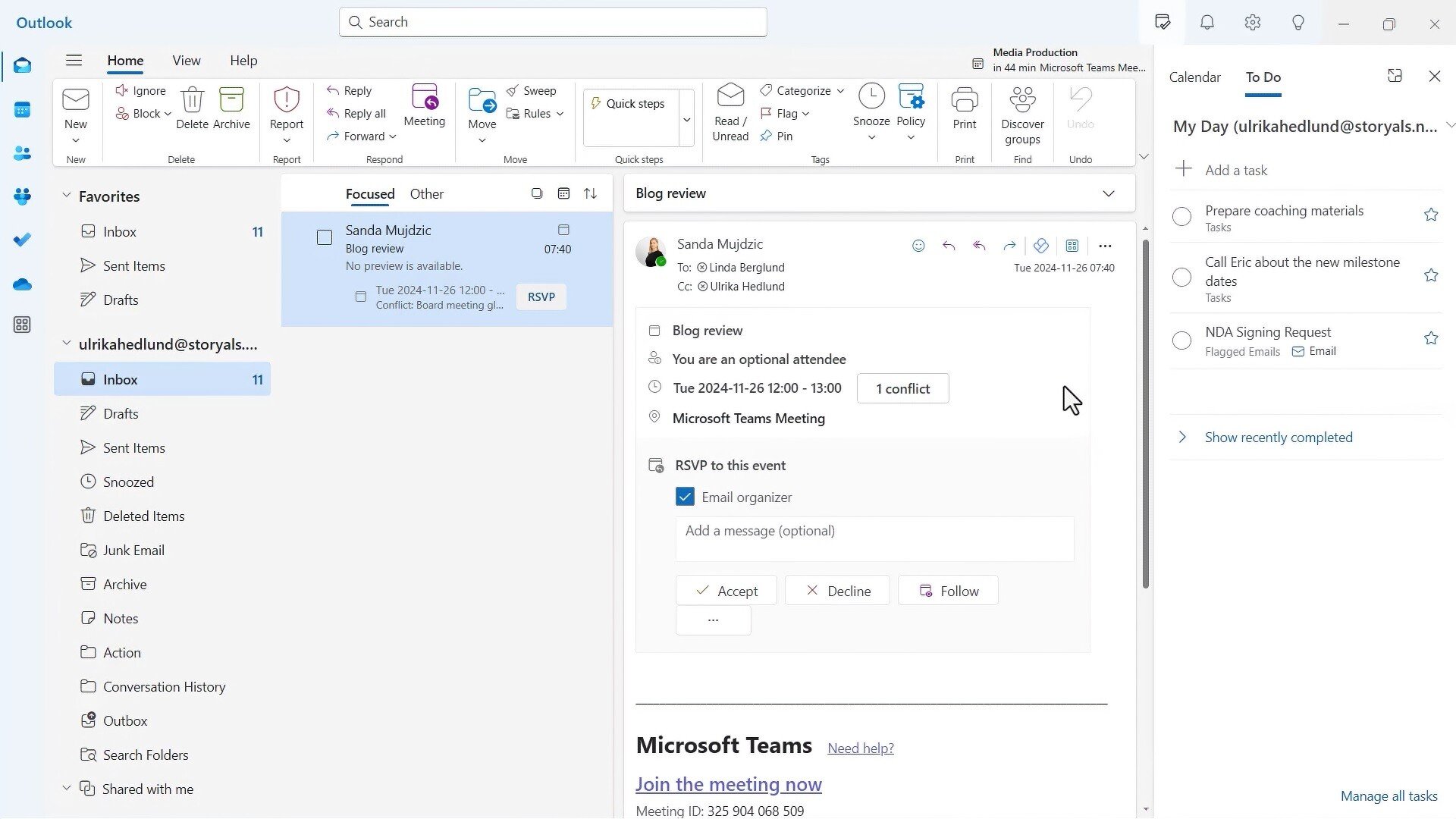 Managing email in Outlook desktop