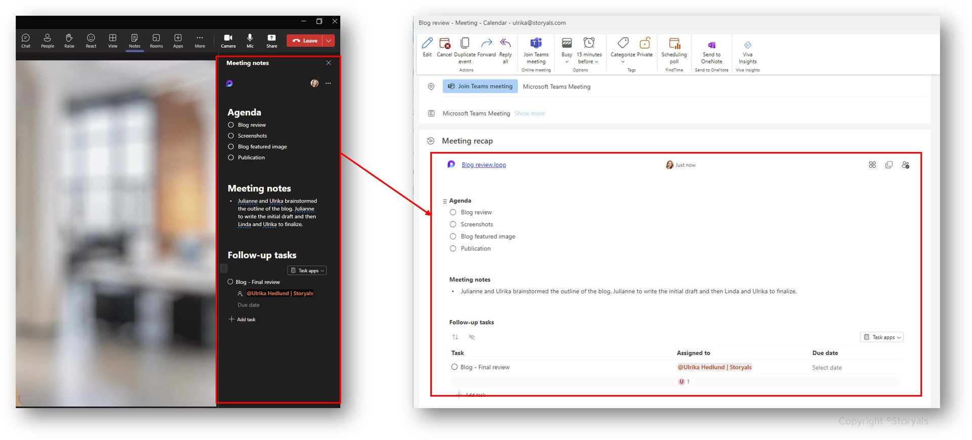 Loop agenda in Teams and Outlook