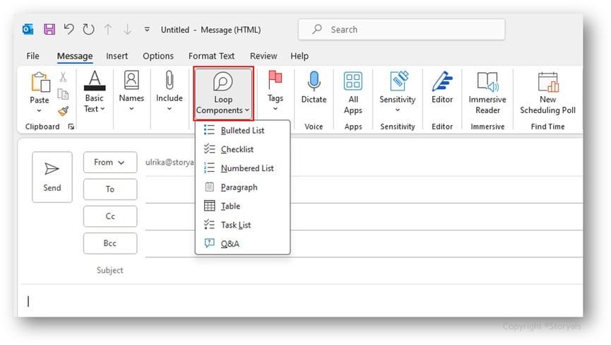 Loop components in Outlook