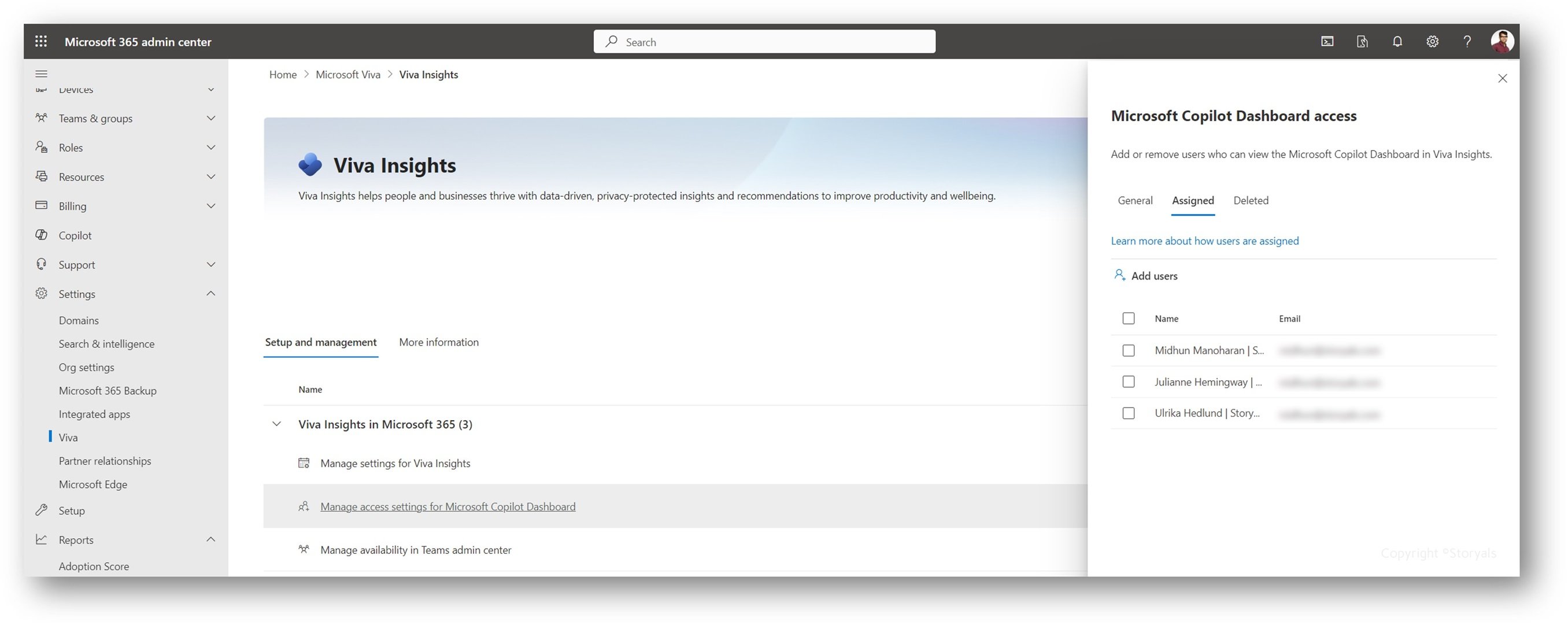 Copilot Dashboard access in Viva Insights