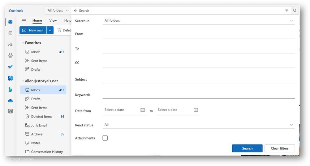 Search in New Outlook
